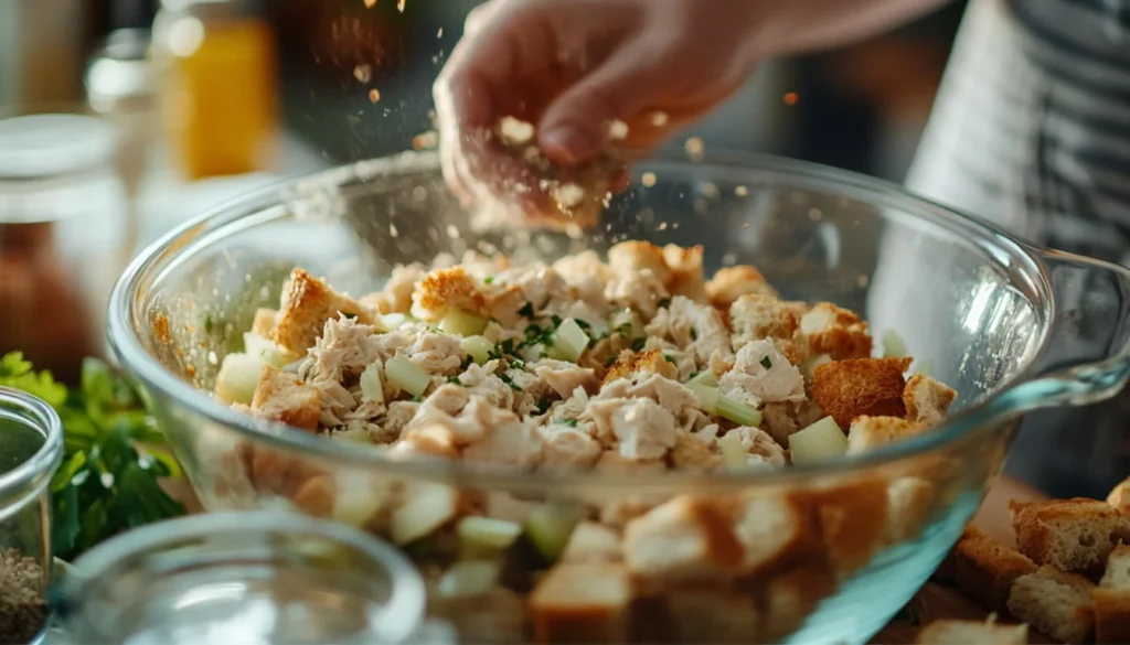 Fresh ingredients for a chicken dressing recipe