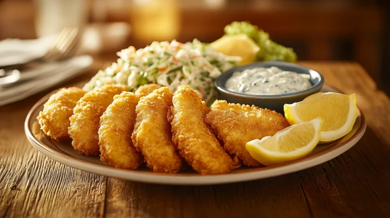 Crispy Southern fried whiting fillets served on a plate with lemon wedges